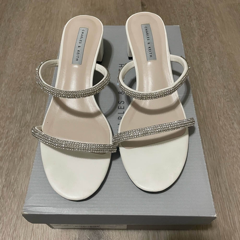 Charles & Keith Rhinestone Kitten Heels